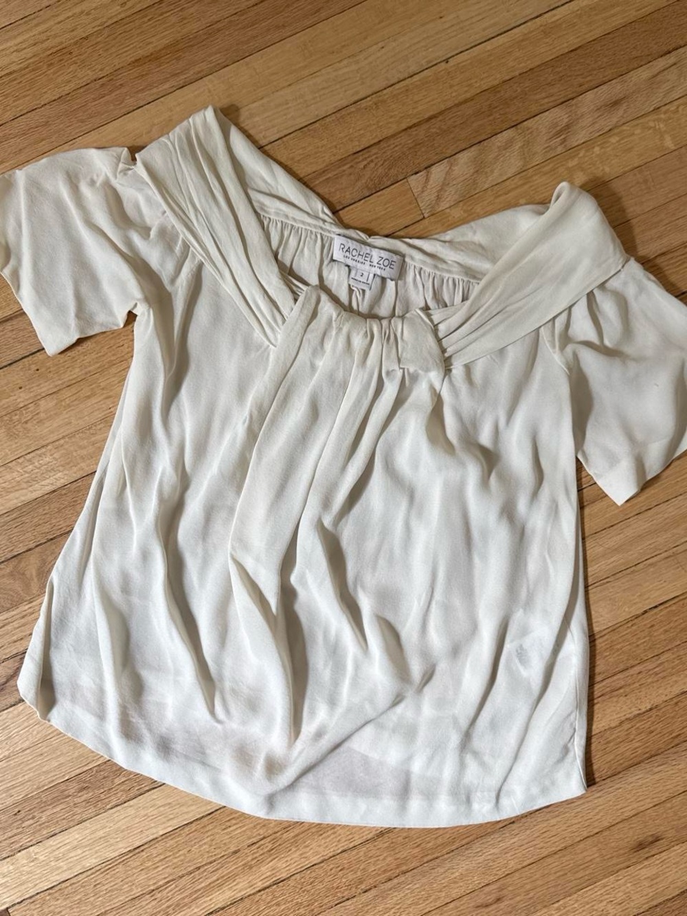 Rachel Zoe Ivory Off-Shoulder Short Sleeve Blouse